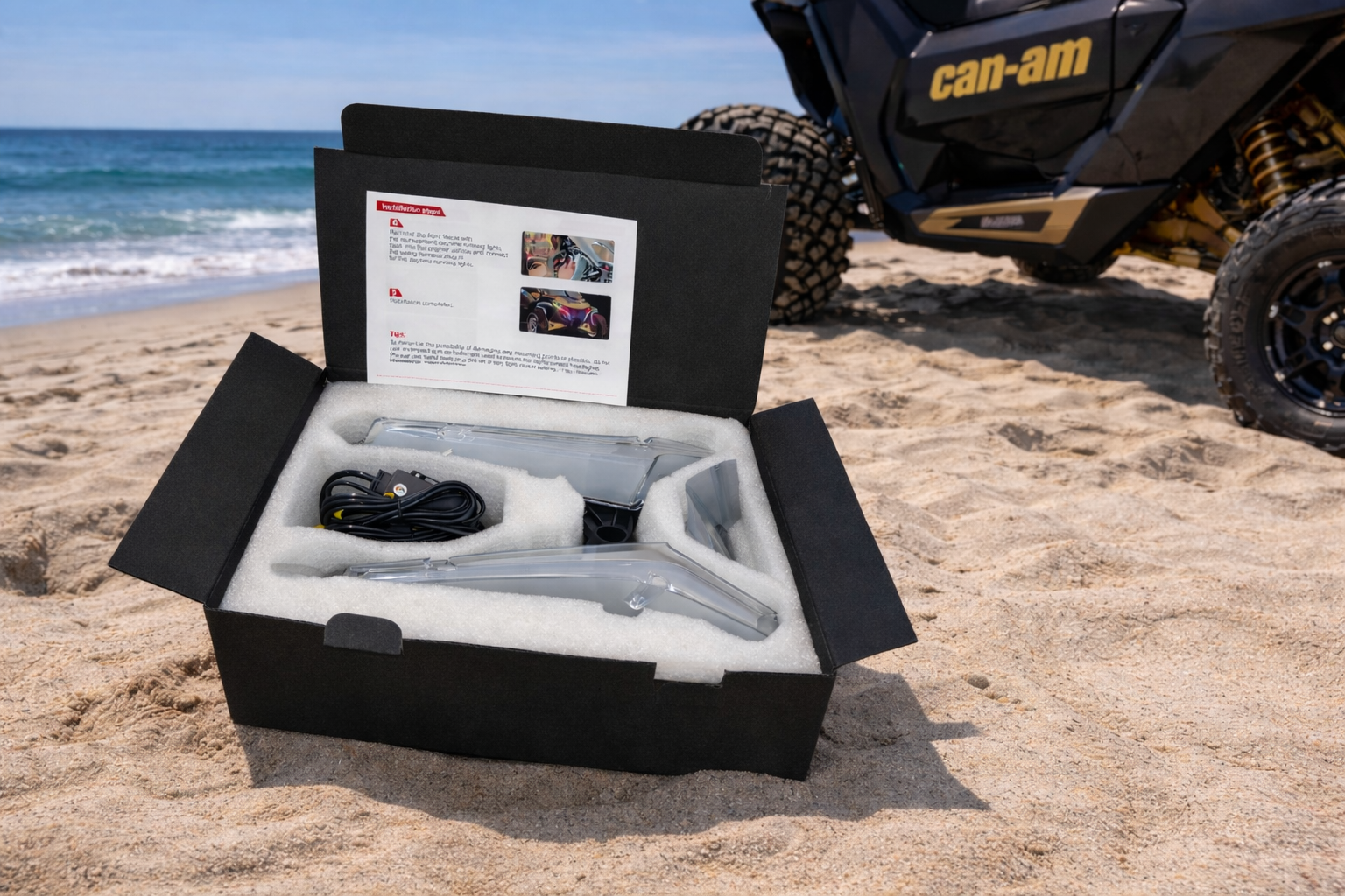 Marshin Whips Can-Am Maverick R RGBW LED Fang Lights | Bluetooth & Cha