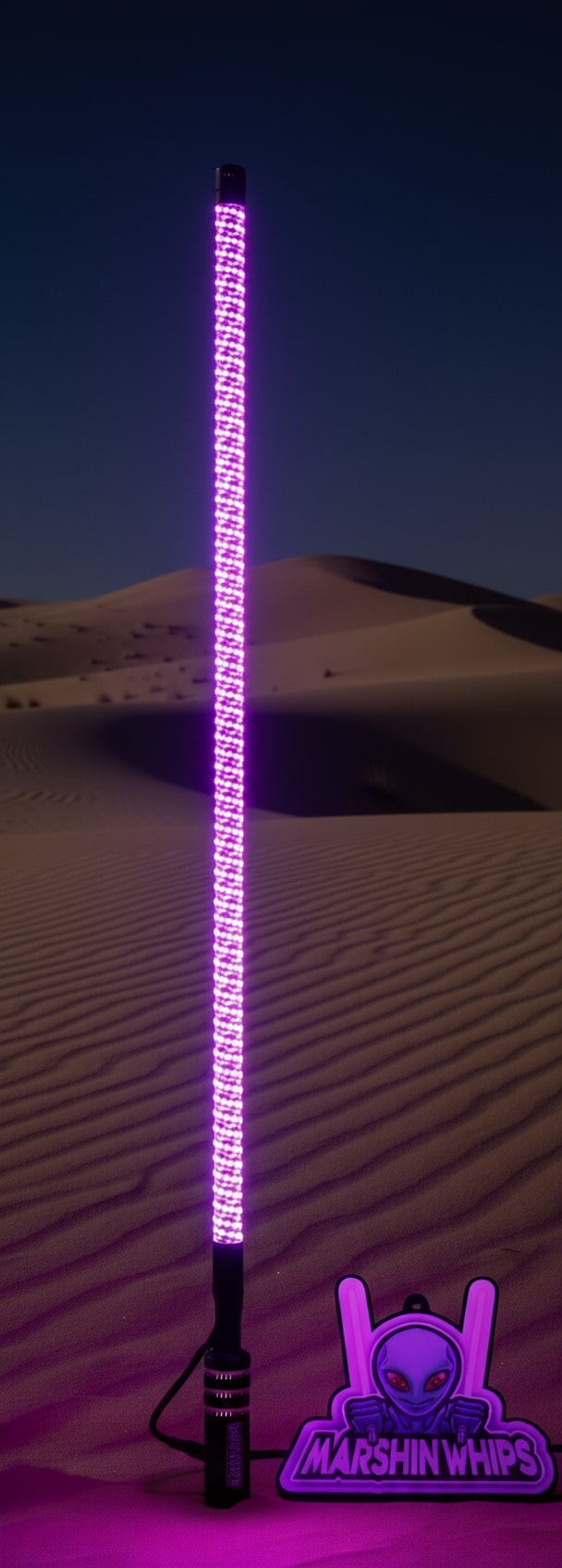 Pink LED Marshin Whip in the dunes at dark