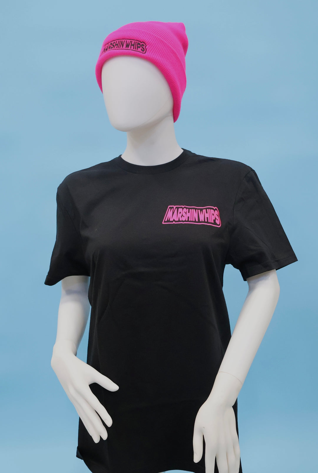 BLACK AND PINK MARSHIN WHIP T SHIRT
