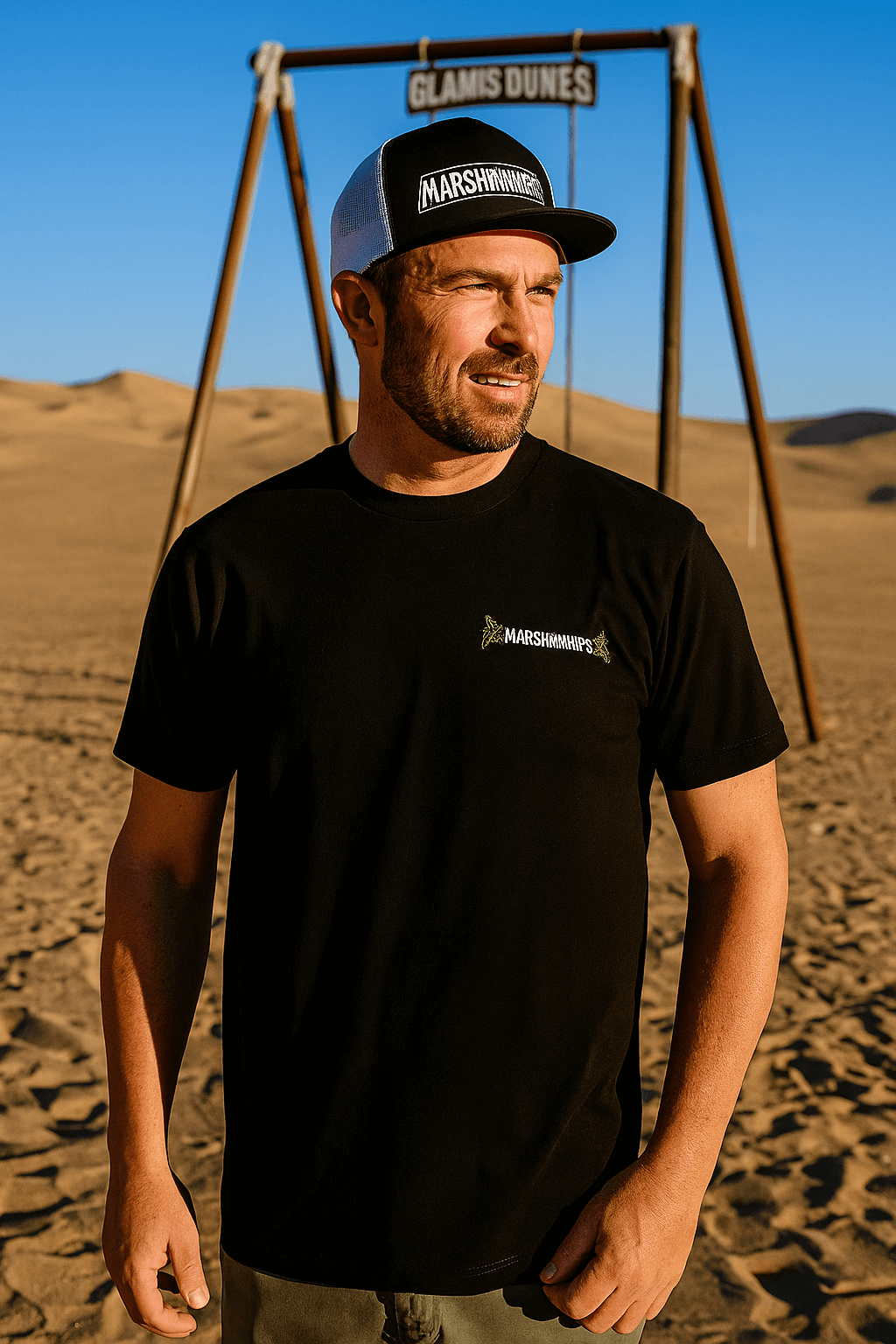 Marshin Whips Shirt black and green front view off-road tee