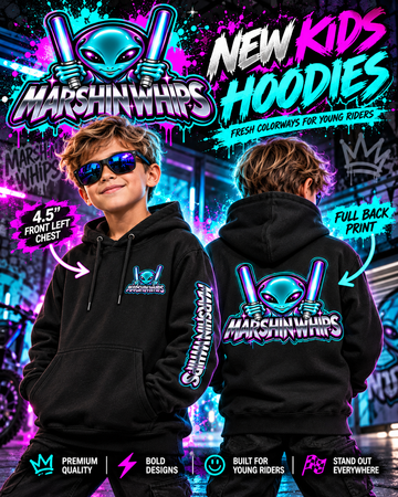 Youth Marshin Whips Black and Teal Encounter Hoodie
