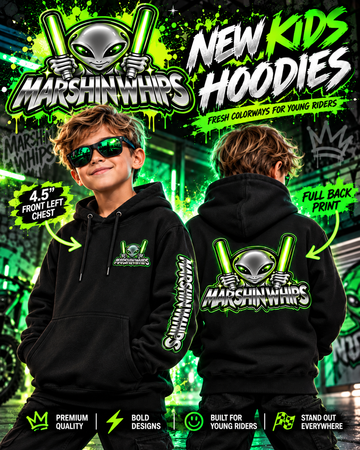 Youth Marshin Whips Black and Green Encounter Hoodie