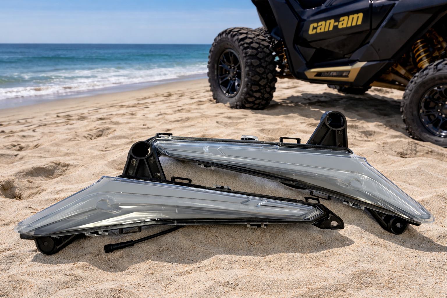 Marshin Whips Can-Am Maverick R RGBW LED Fang Lights | Bluetooth & Cha
