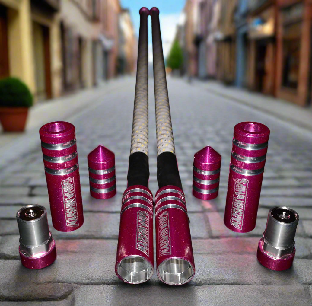 Pink and silver LED Lighted Whips Set