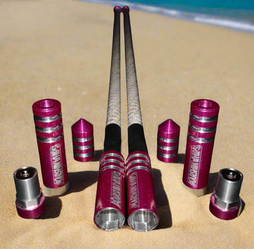 Pink and silver LED Lighted Whips Set