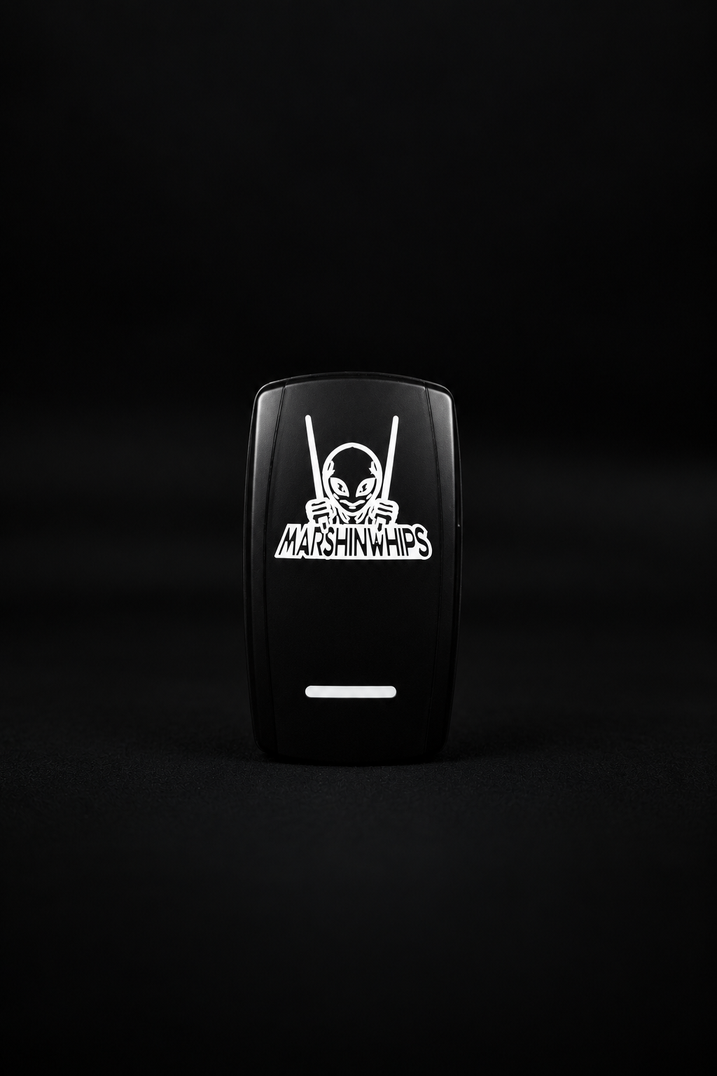 Marshin Whips Illuminated Rocker Dash Switch. Universal LED Controlled on/off laser etched.
