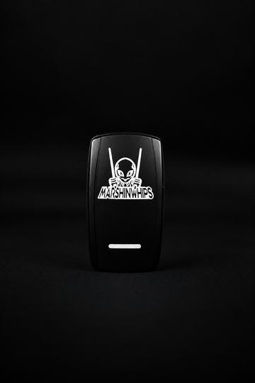 Marshin Whips Illuminated Rocker Dash Switch. Universal LED Controlled on/off laser etched.