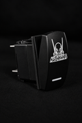 A black Marshin Whips toggle switch with a molded faceplate featuring a white alien laser engraved graphics