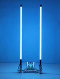 Two glowing light whips on a blue background with an 'Alien Marshin Whips' logo below.