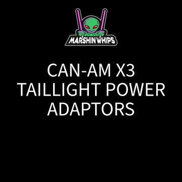 Advertisement for Marshin Whips CAN-AM X3 taillight power adaptors on a black background.